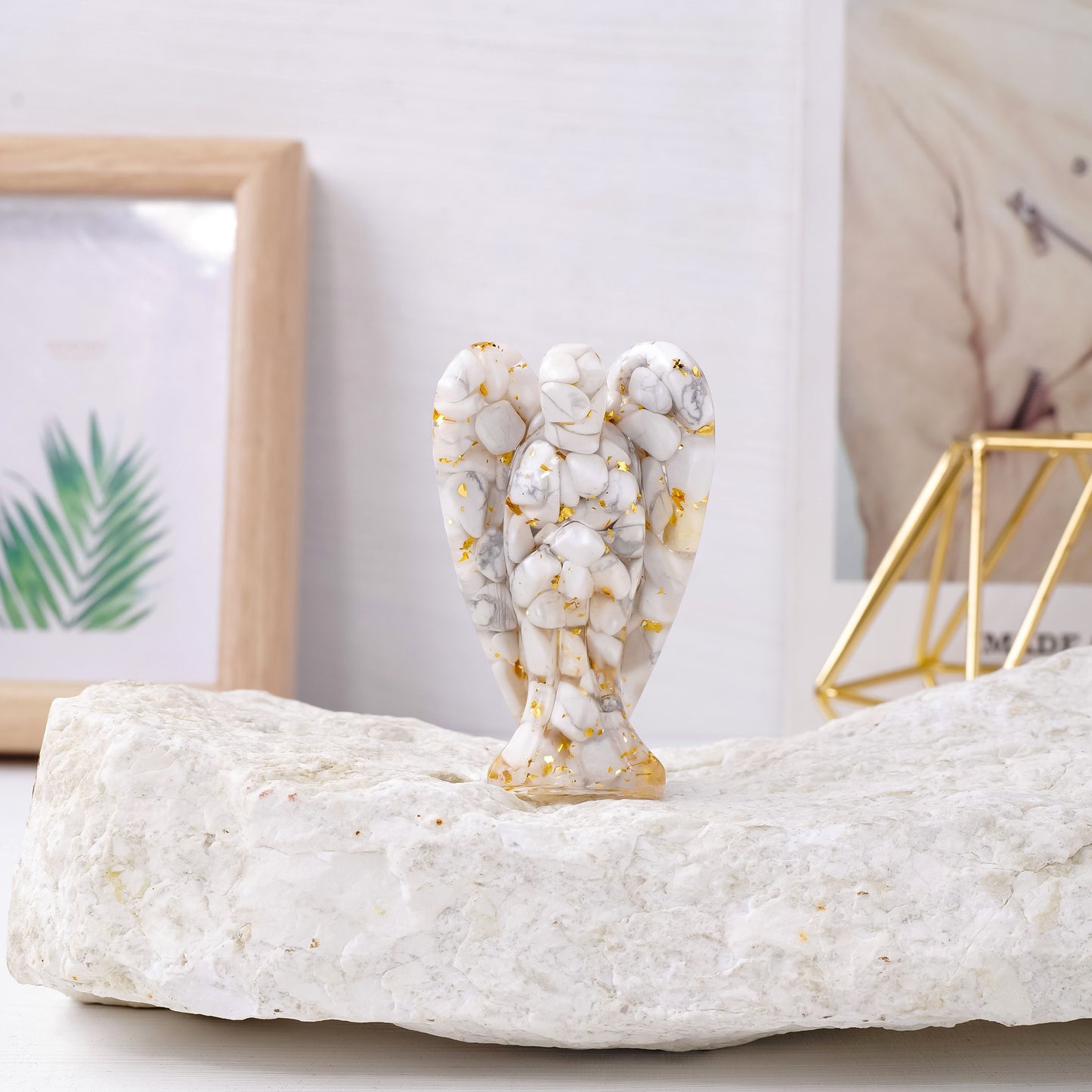 1 Pcs Natural Crystal Angel Statue - 3" Resin Gemstone Decoration for Reiki Healing - MysticPavilion