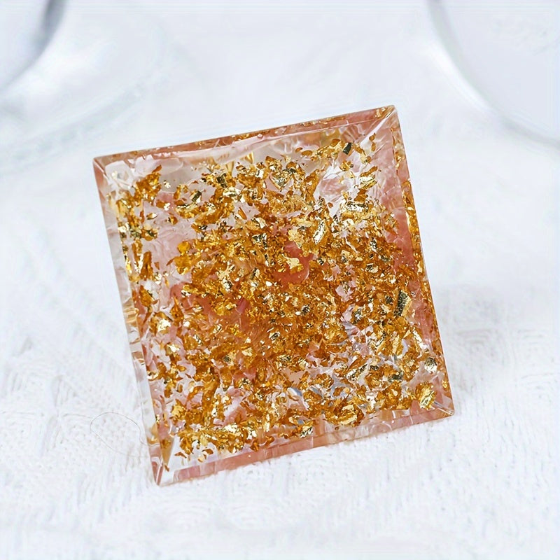 1Pc Flower of Life Orgonite Pyramid with Rose Quartz - Positive Energy Generator for Boosting Relationships and Success - MysticPavilion