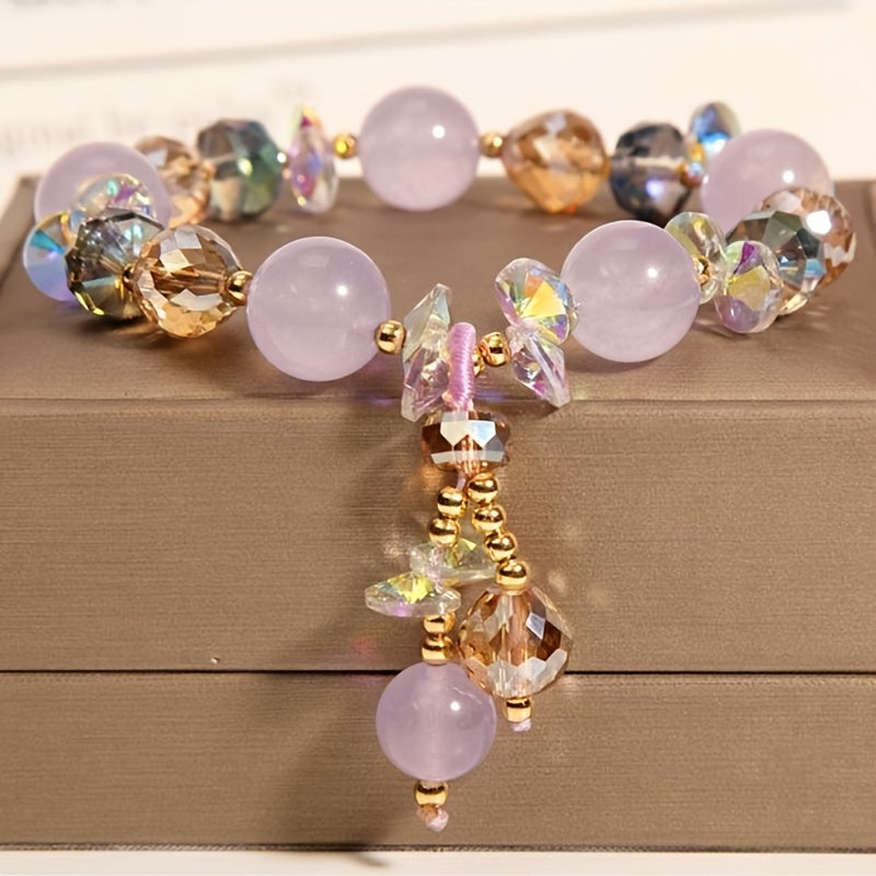 1Pc Amethyst & Rose Quartz Beaded Bracelet for Love & Healing - MysticPavilion