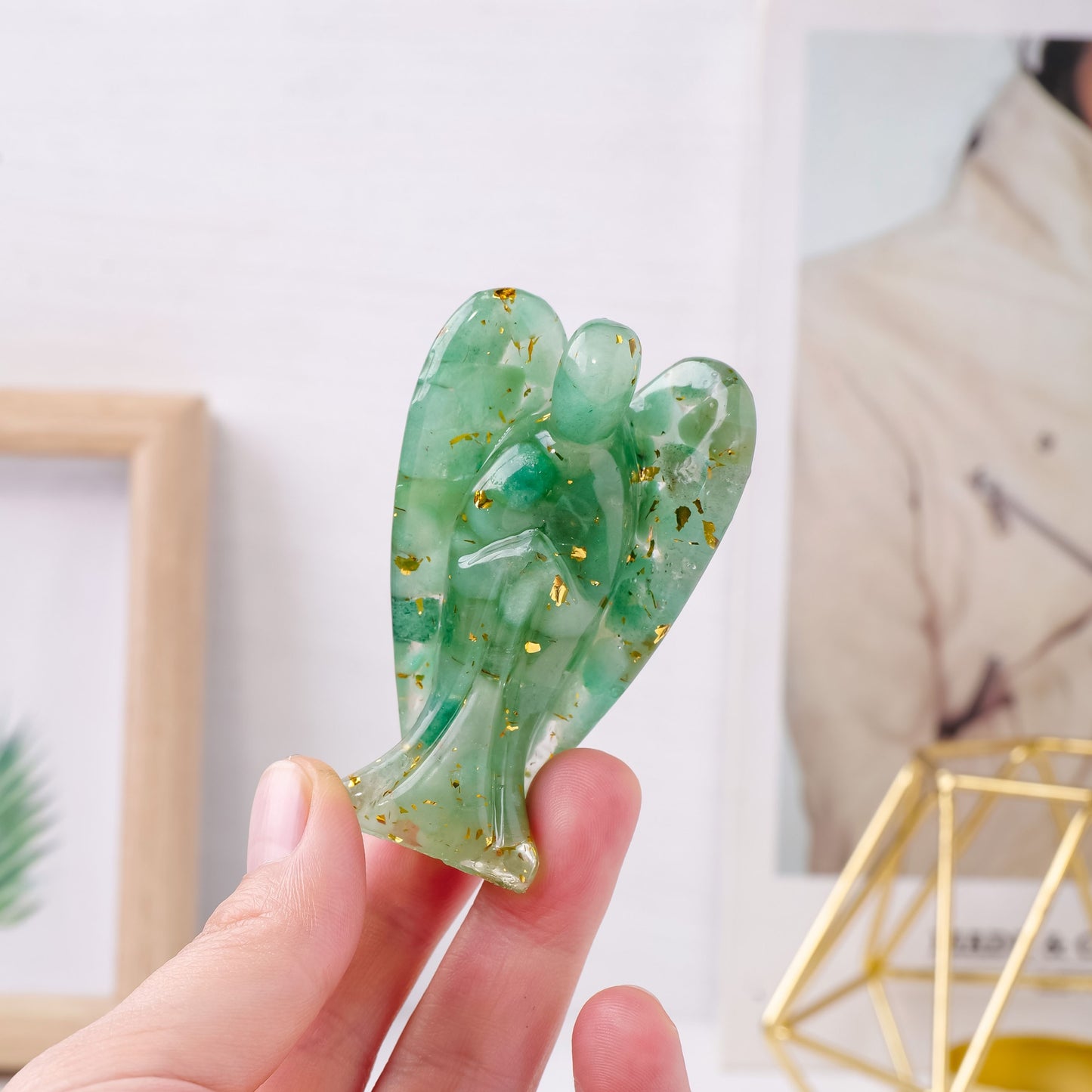 1 Pcs Natural Crystal Angel Statue - 3" Resin Gemstone Decoration for Reiki Healing - MysticPavilion