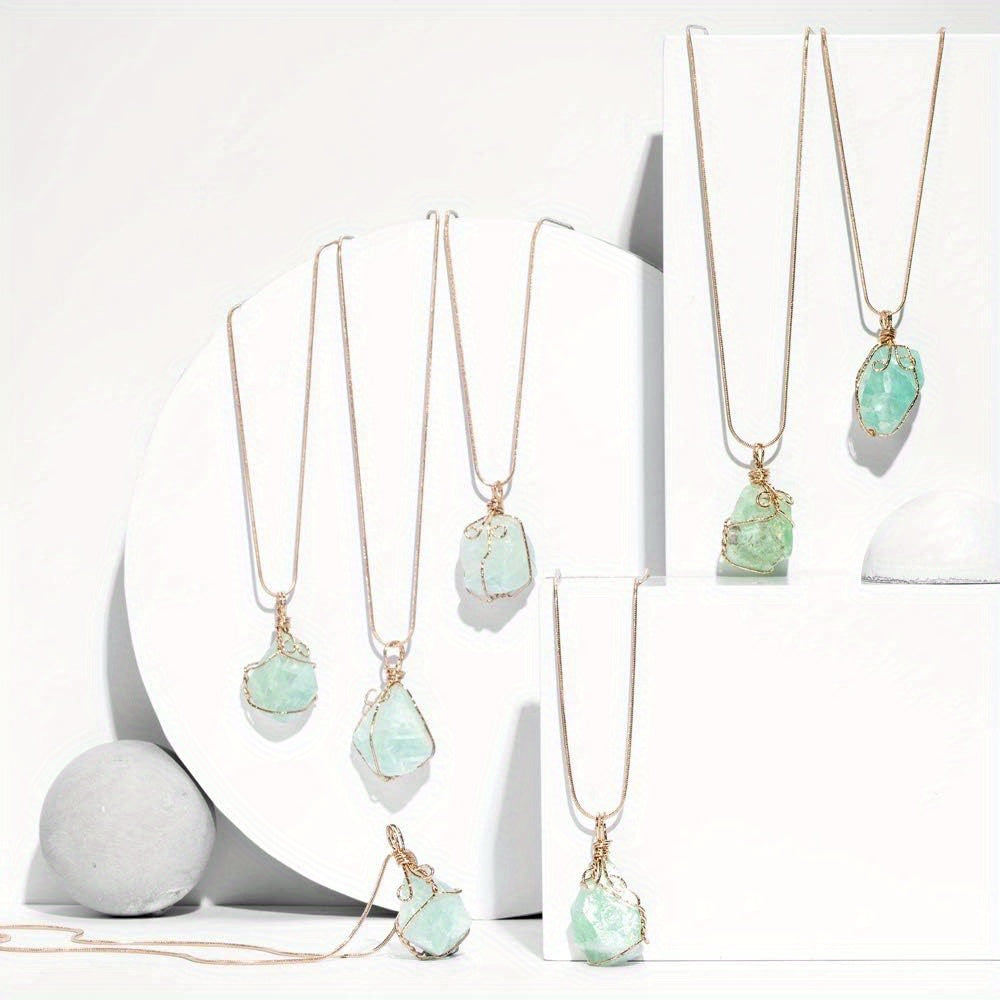 3 Pcs Natural Rock Quartz Pendant Necklace - MysticPavilion