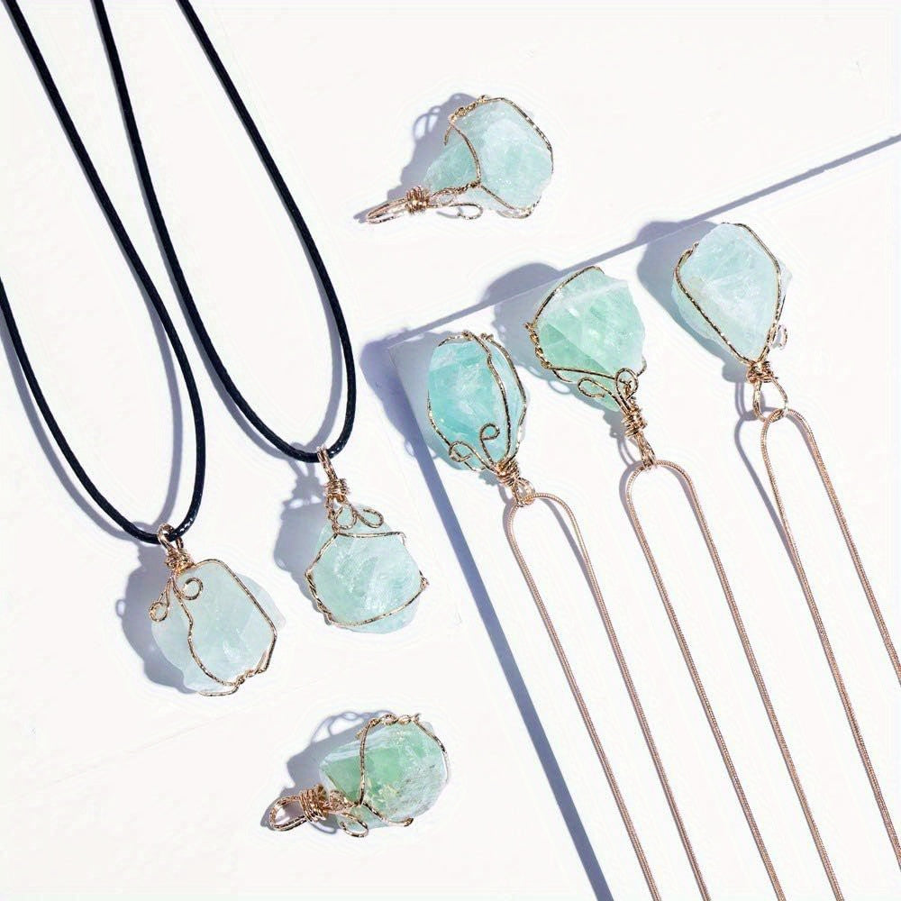 3 Pcs Natural Rock Quartz Pendant Necklace - MysticPavilion