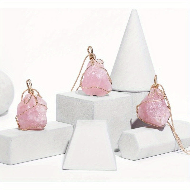 3 Pcs Natural Rock Quartz Pendant Necklace - MysticPavilion