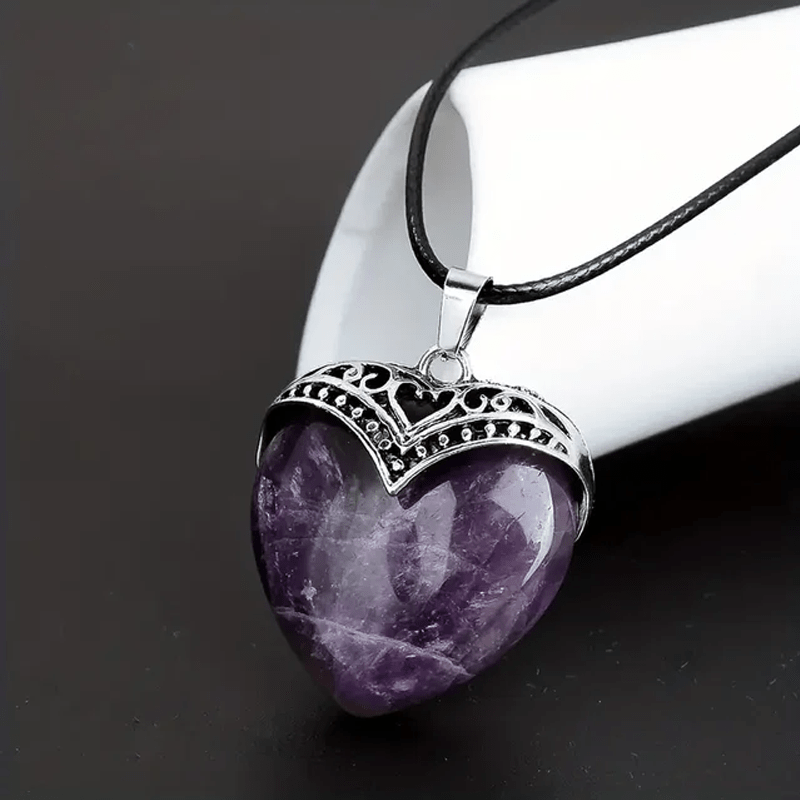 4 Pcs Large Natural Heart Crystal Necklace - Healing Pendant for Love and Spiritual Meditation - MysticPavilion