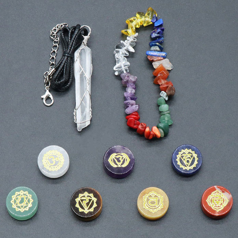 9 Pcs Spiritual Meditation Natural Crystal Gemstone Energy Set - MysticPavilion