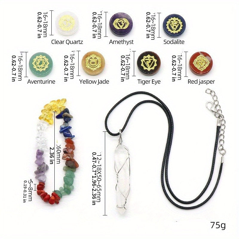 9 Pcs Spiritual Meditation Natural Crystal Gemstone Energy Set - MysticPavilion