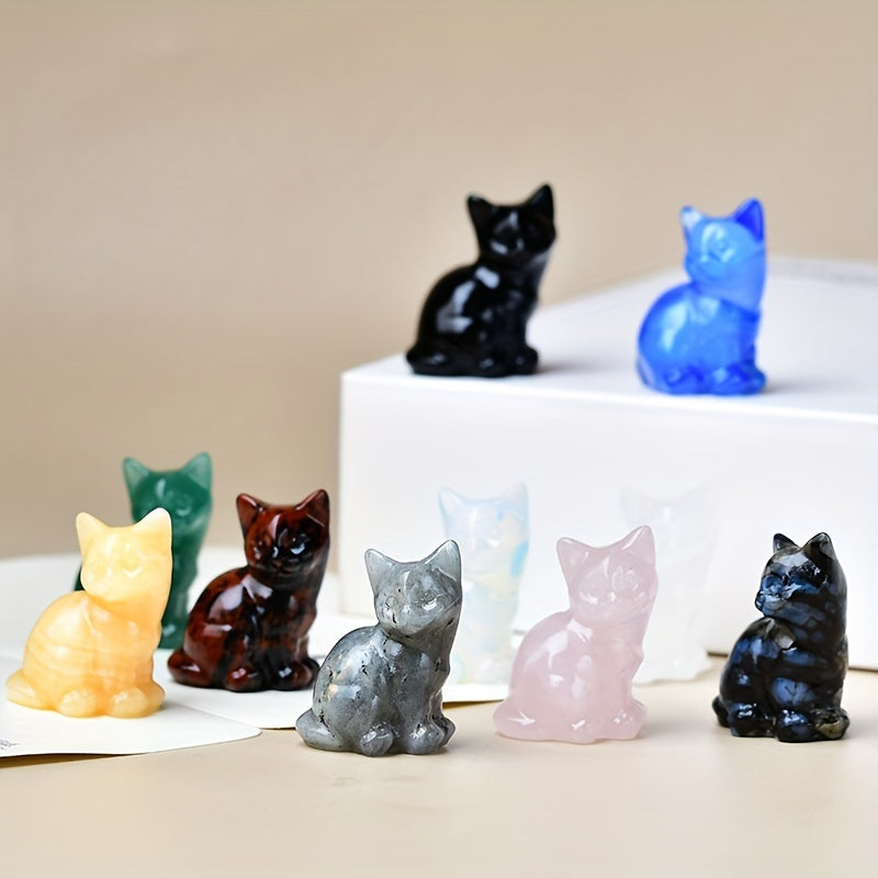 1 Pc 3.5cm/1.38in Crystal Carving Cat - MysticPavilion