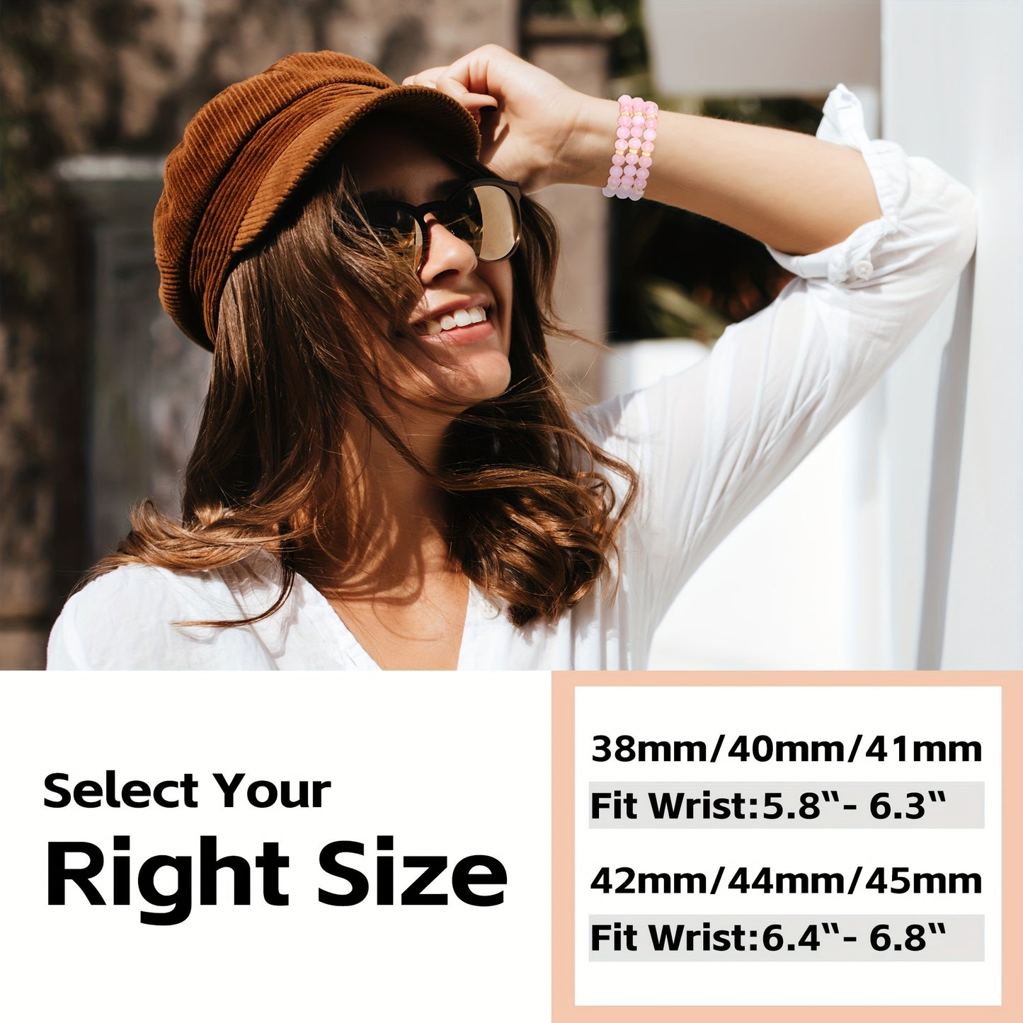 Boho Rose Quartz Beaded Bracelet for Apple Watch - MysticPavilion