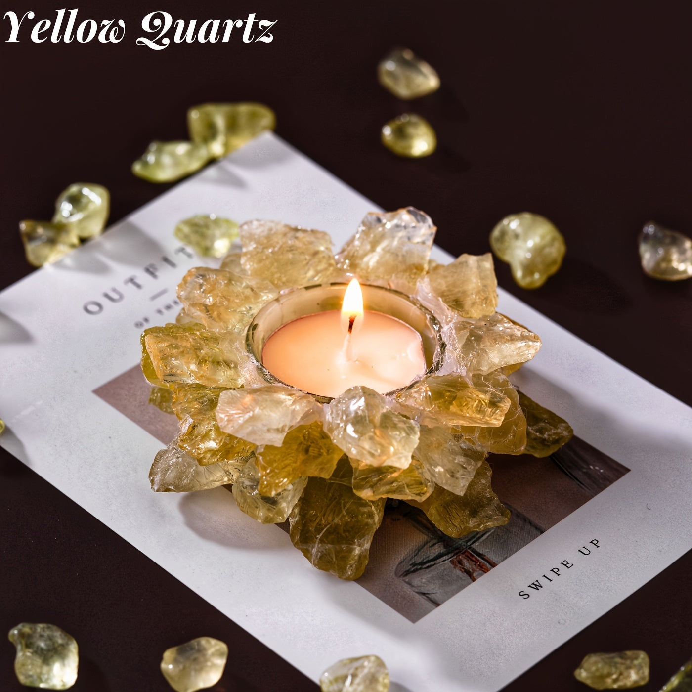 Natural Crystal Raw Stone Candle Holder For Healing - MysticPavilion