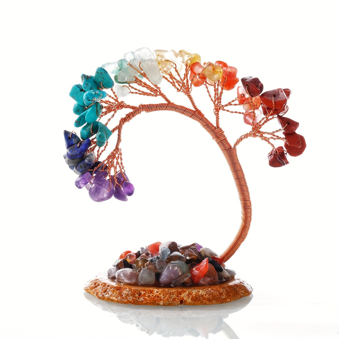 2 Pcs Crystal Chakra Tree of Life with Agate Base - Good Luck Money Tree for Energy & Healing - MysticPavilion