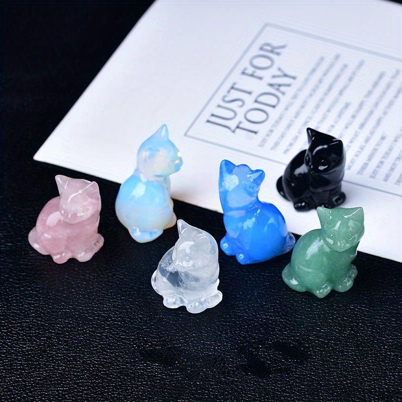 1 Pc 3.5cm/1.38in Crystal Carving Cat - MysticPavilion