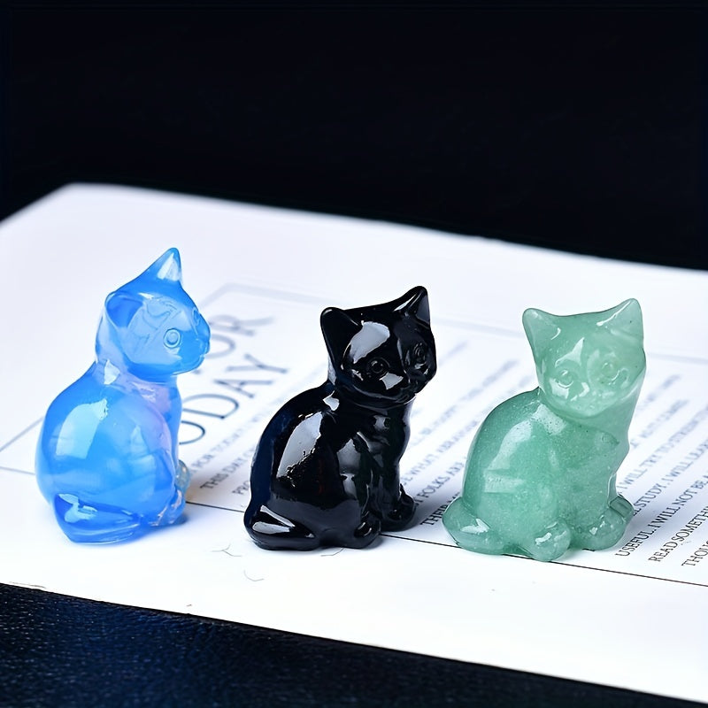 1 Pc 3.5cm/1.38in Crystal Carving Cat - MysticPavilion