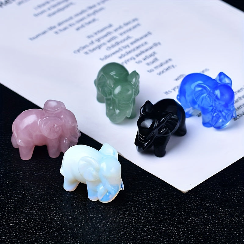 1 Pc 3.5cm/1.38in Crystal Carved Elephant - MysticPavilion