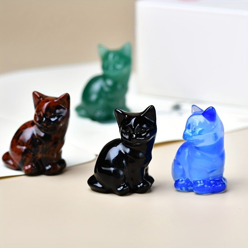 1 Pc 3.5cm/1.38in Crystal Carving Cat - MysticPavilion