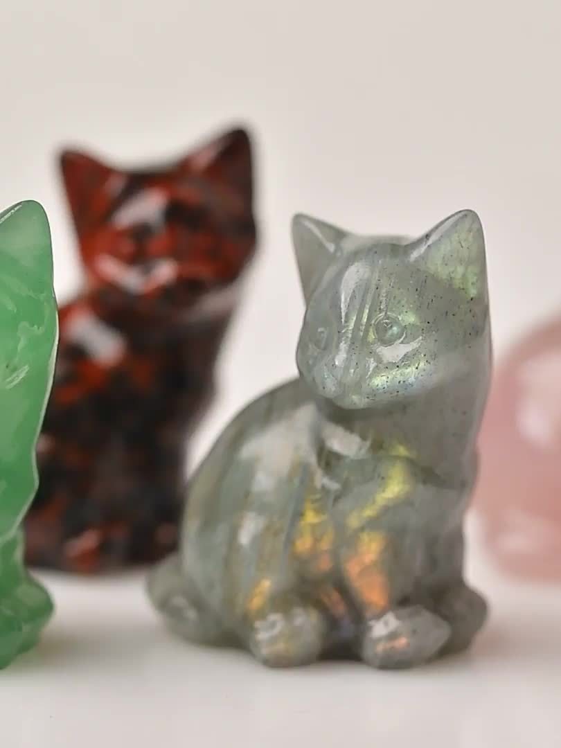 1 Pc 3.5cm/1.38in Crystal Carving Cat - MysticPavilion