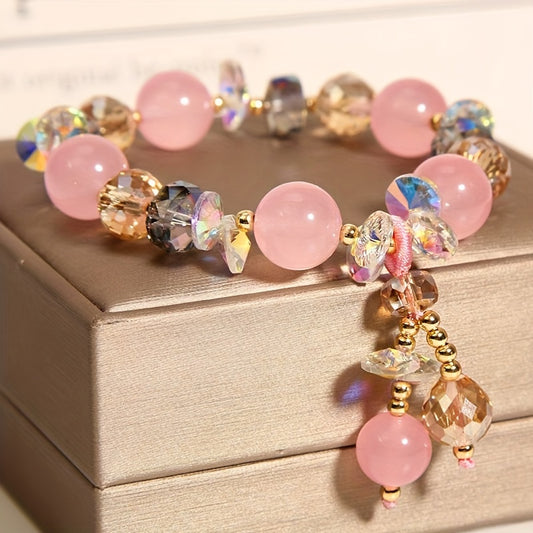 1Pc Amethyst & Rose Quartz Beaded Bracelet for Love & Healing - MysticPavilion