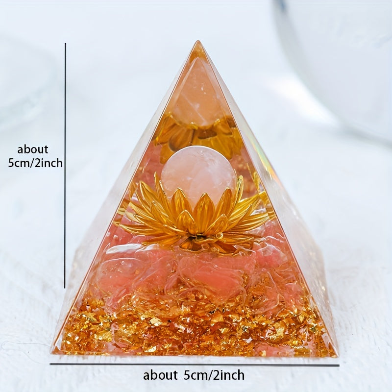 1Pc Flower of Life Orgonite Pyramid with Rose Quartz - Positive Energy Generator for Boosting Relationships and Success - MysticPavilion