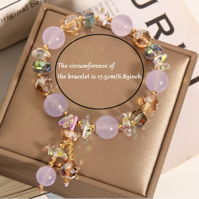1Pc Amethyst & Rose Quartz Beaded Bracelet for Love & Healing - MysticPavilion