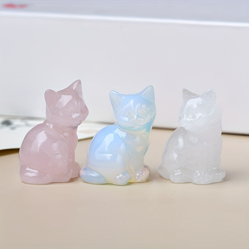 1 Pc 3.5cm/1.38in Crystal Carving Cat - MysticPavilion