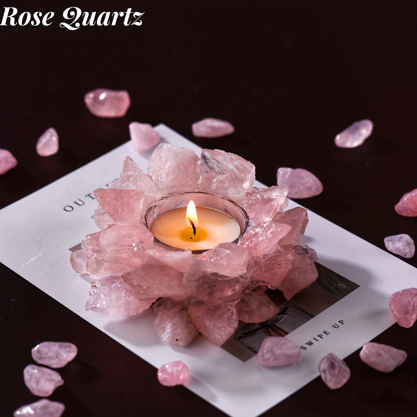 Natural Crystal Raw Stone Candle Holder For Healing - MysticPavilion