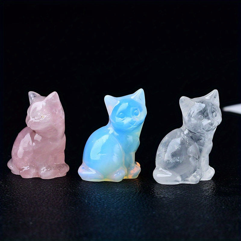 1 Pc 3.5cm/1.38in Crystal Carving Cat - MysticPavilion