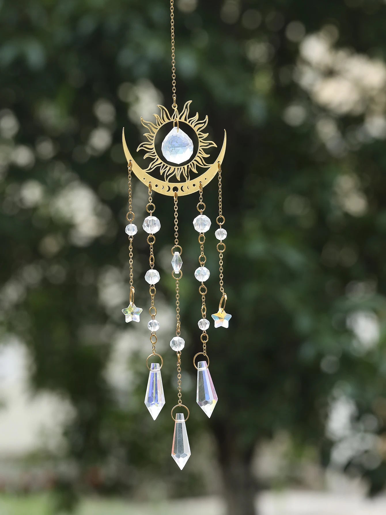 Moon Crystal Suncatcher - Feng Shui Prism for Abundance & Prosperity | Home Decor Gift