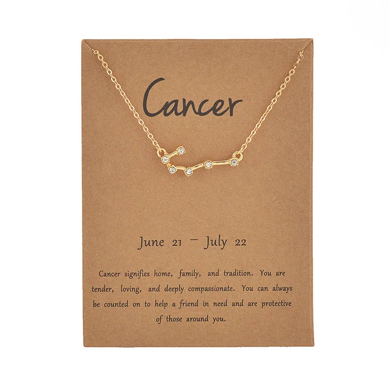 12 Constellation Cardboard Star Zodiac Sign Necklaces for Women - MysticPavilion