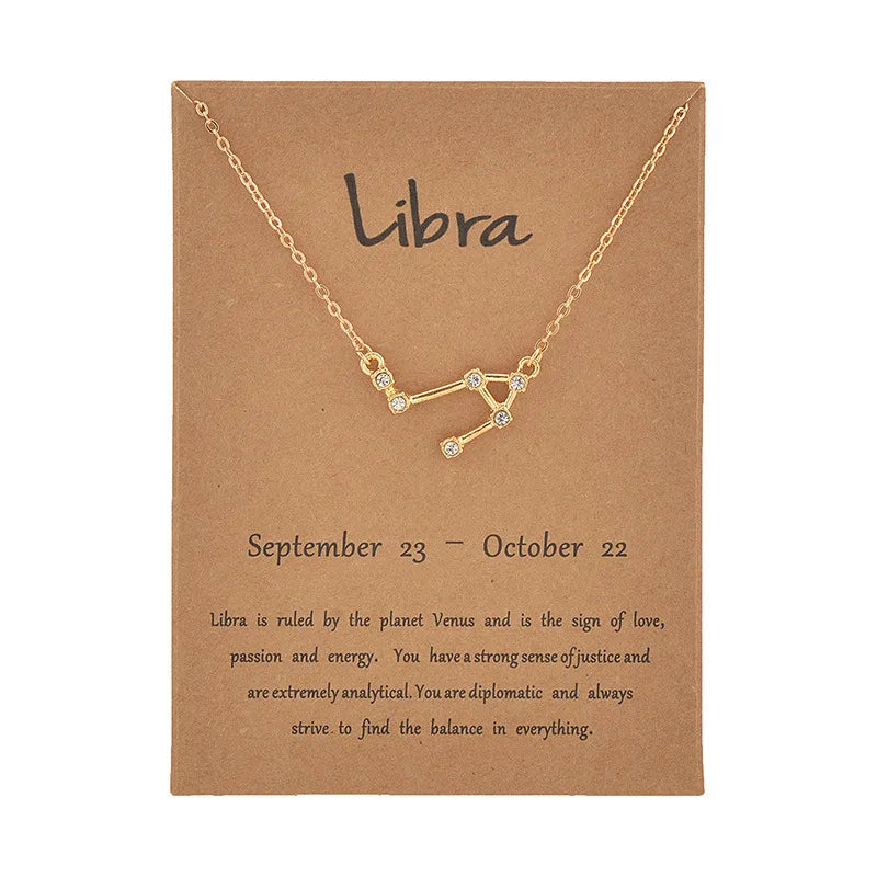 12 Constellation Cardboard Star Zodiac Sign Necklaces for Women - MysticPavilion