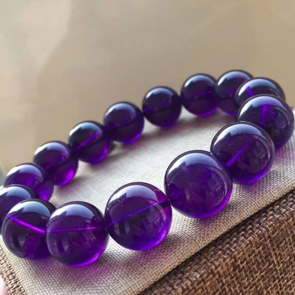 Purple Amethyst Round Beads Bracelet for Happiness - MysticPavilion