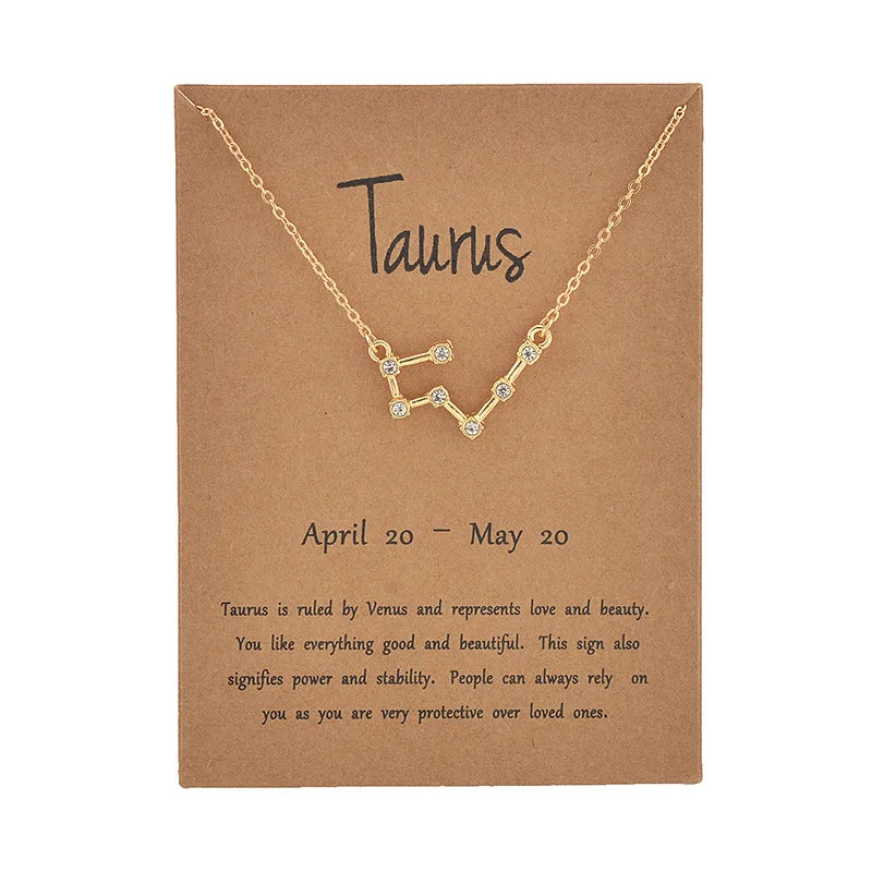 12 Constellation Cardboard Star Zodiac Sign Necklaces for Women - MysticPavilion