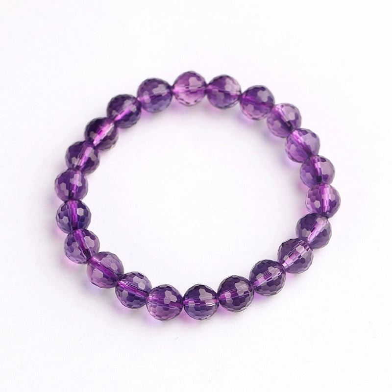 Amethyst Cut Faceted Round Beads Bracelet - MysticPavilion