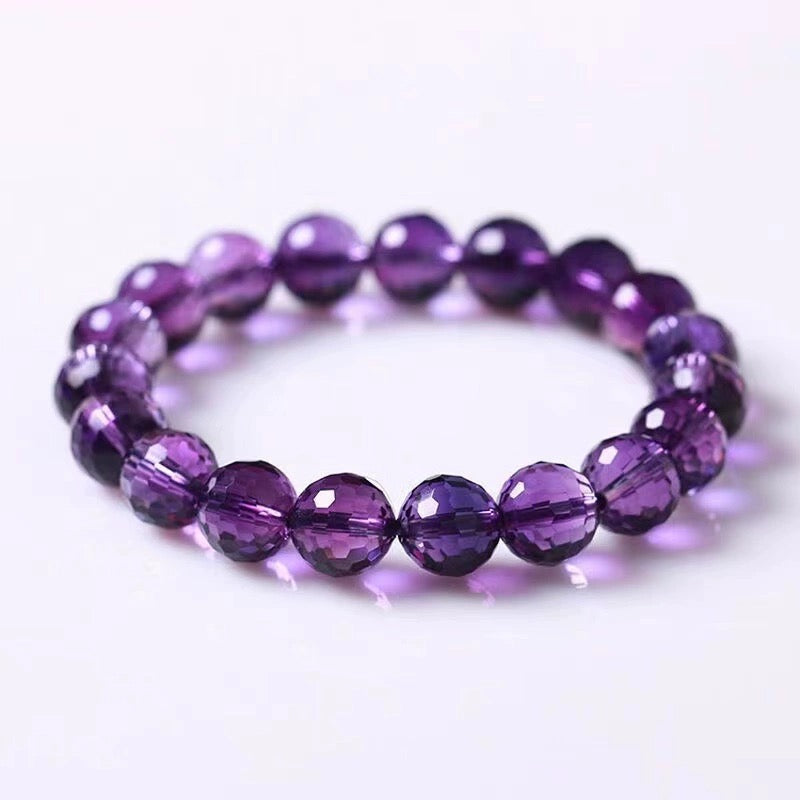 Amethyst Cut Faceted Round Beads Bracelet - MysticPavilion