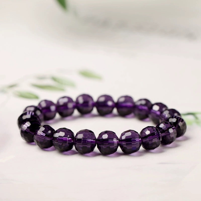 Amethyst Cut Faceted Round Beads Bracelet - MysticPavilion