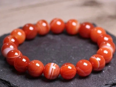 Red Carnelian Round Stones Beads Bracelet For Creativity - MysticPavilion