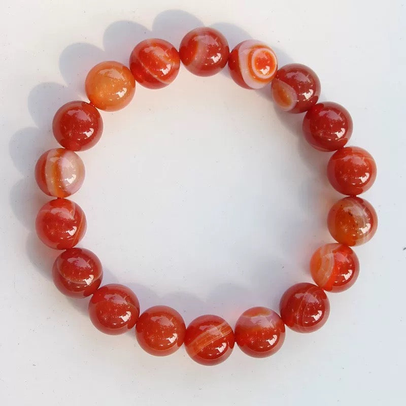 Red Carnelian Round Stones Beads Bracelet For Creativity - MysticPavilion