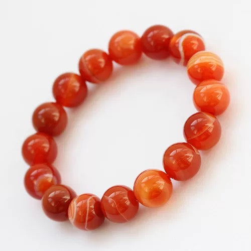 Red Carnelian Round Stones Beads Bracelet For Creativity - MysticPavilion