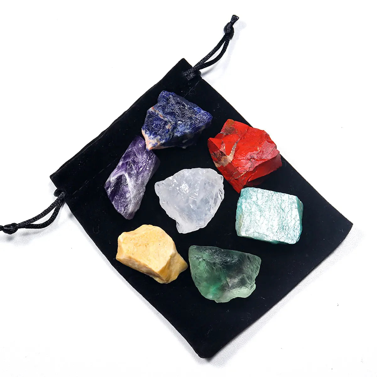 7 Chakra Set Raw Stones For Meditation - MysticPavilion