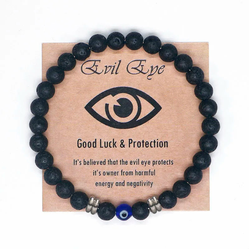 Tiger Eye Beaded Blue Evil Eye Bracelet For Protection & Strength - MysticPavilion