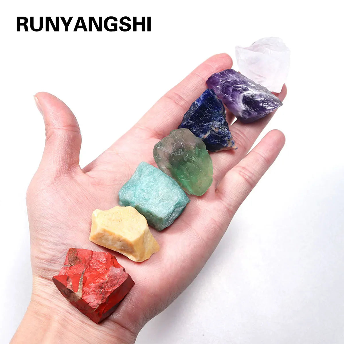 7 Chakra Set Raw Stones For Meditation - MysticPavilion