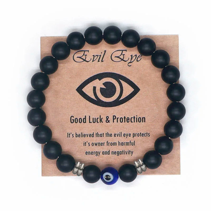 Tiger Eye Beaded Blue Evil Eye Bracelet For Protection & Strength - MysticPavilion