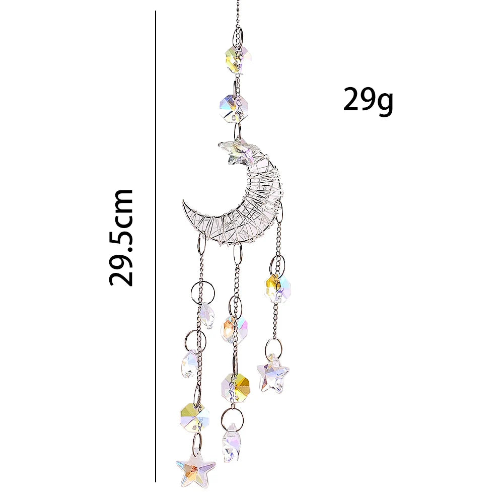 Celestial Crystal Moon Suncatcher - Feng Shui Rainbow Prism for Peace & Positive Energy