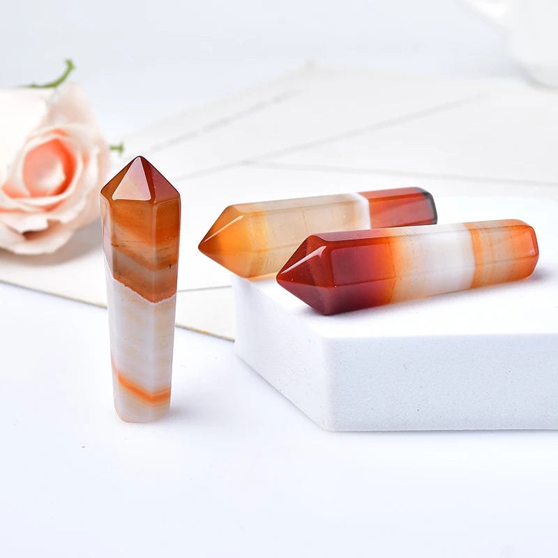 Carnelian Hexagonal Column For Willpower - MysticPavilion
