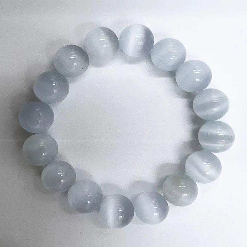 White Cat Eye Moonlight Stone Bracelet For Healing - MysticPavilion