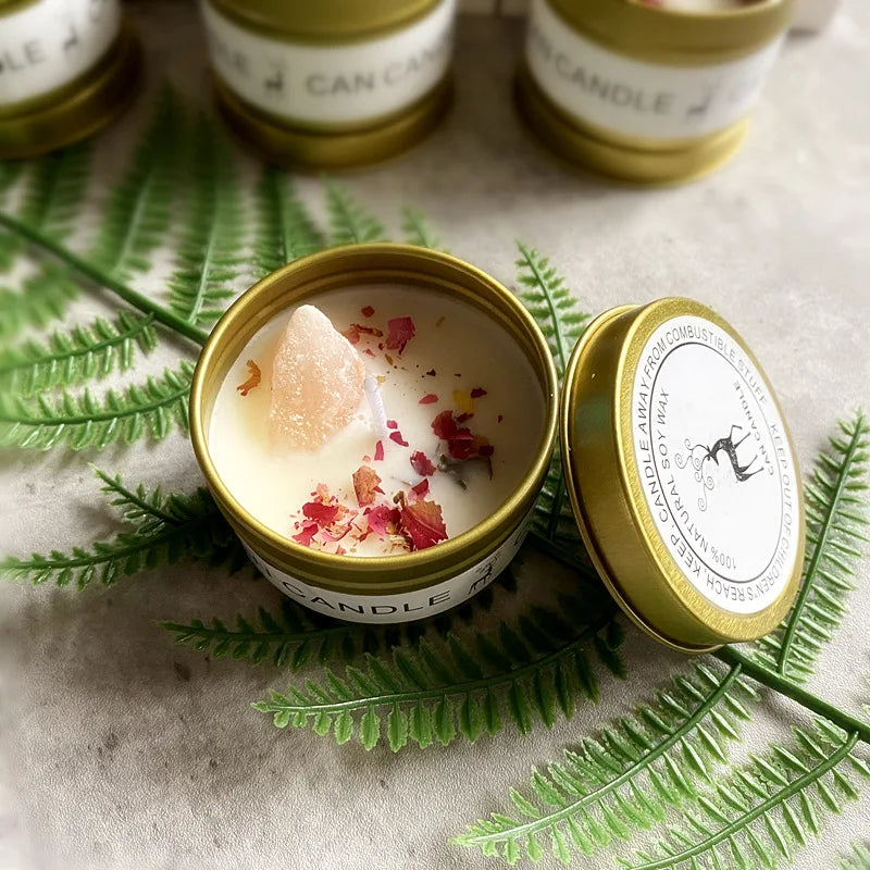Dried Flower Aromatherapy Candles with Crystal Stone For Building Intimacy& Removing Interference - MysticPavilion