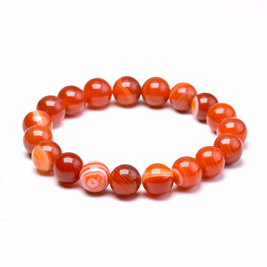 Red Carnelian Round Stones Beads Bracelet For Creativity - MysticPavilion