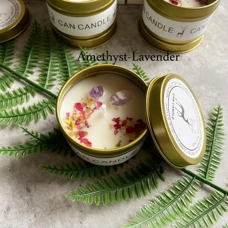Dried Flower Aromatherapy Candles with Crystal Stone For Building Intimacy& Removing Interference - MysticPavilion