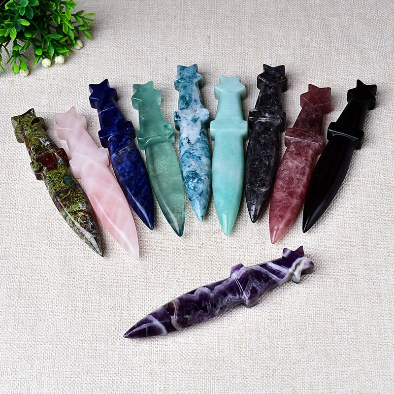 1Pc 13cm/5.11in Crystal Carved Witch's Dagger - MysticPavilion