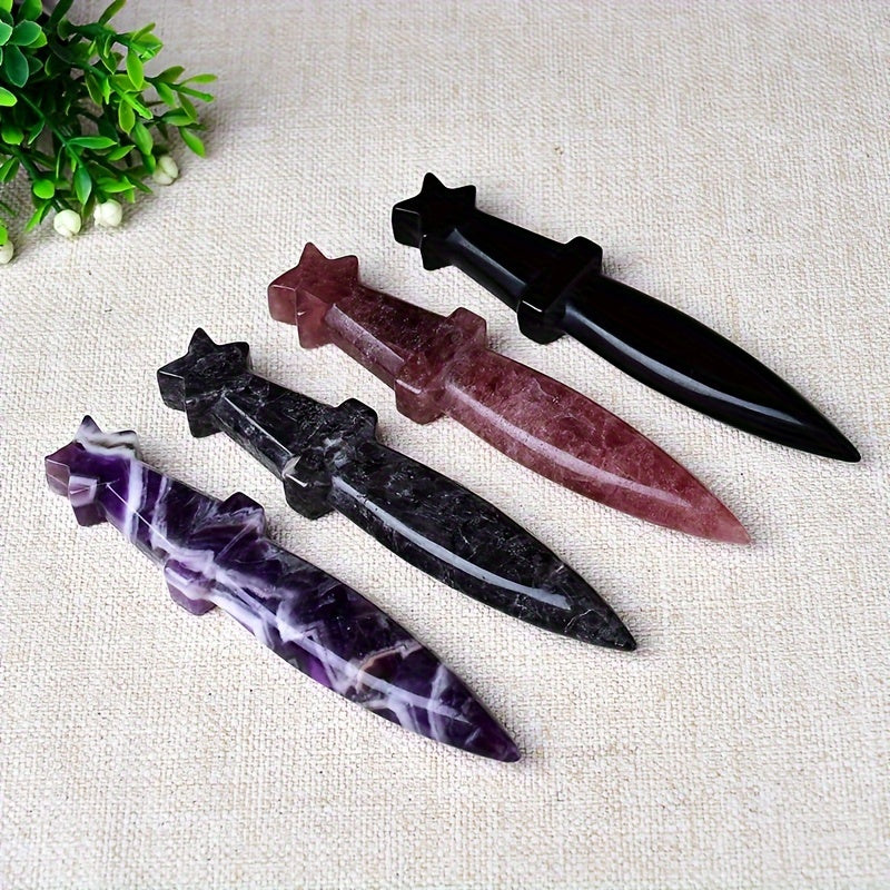 1Pc 13cm/5.11in Crystal Carved Witch's Dagger - MysticPavilion