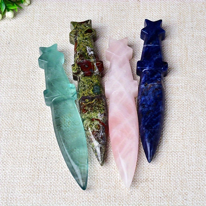 1Pc 13cm/5.11in Crystal Carved Witch's Dagger - MysticPavilion