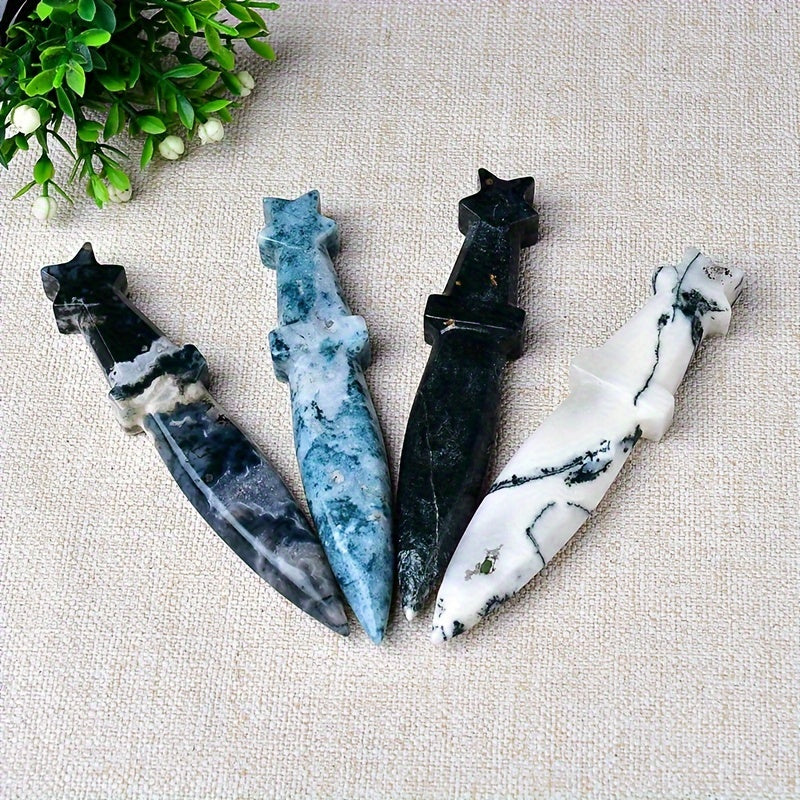 1Pc 13cm/5.11in Crystal Carved Witch's Dagger - MysticPavilion